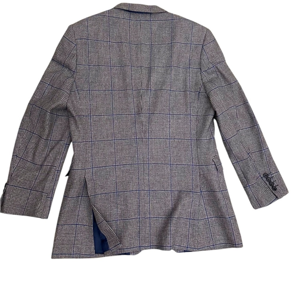 Like New Zegna Windowpane Plaid Cashmere & Wool Sport jacket Blue Gray Sz 50 R - Picture 15 of 17
